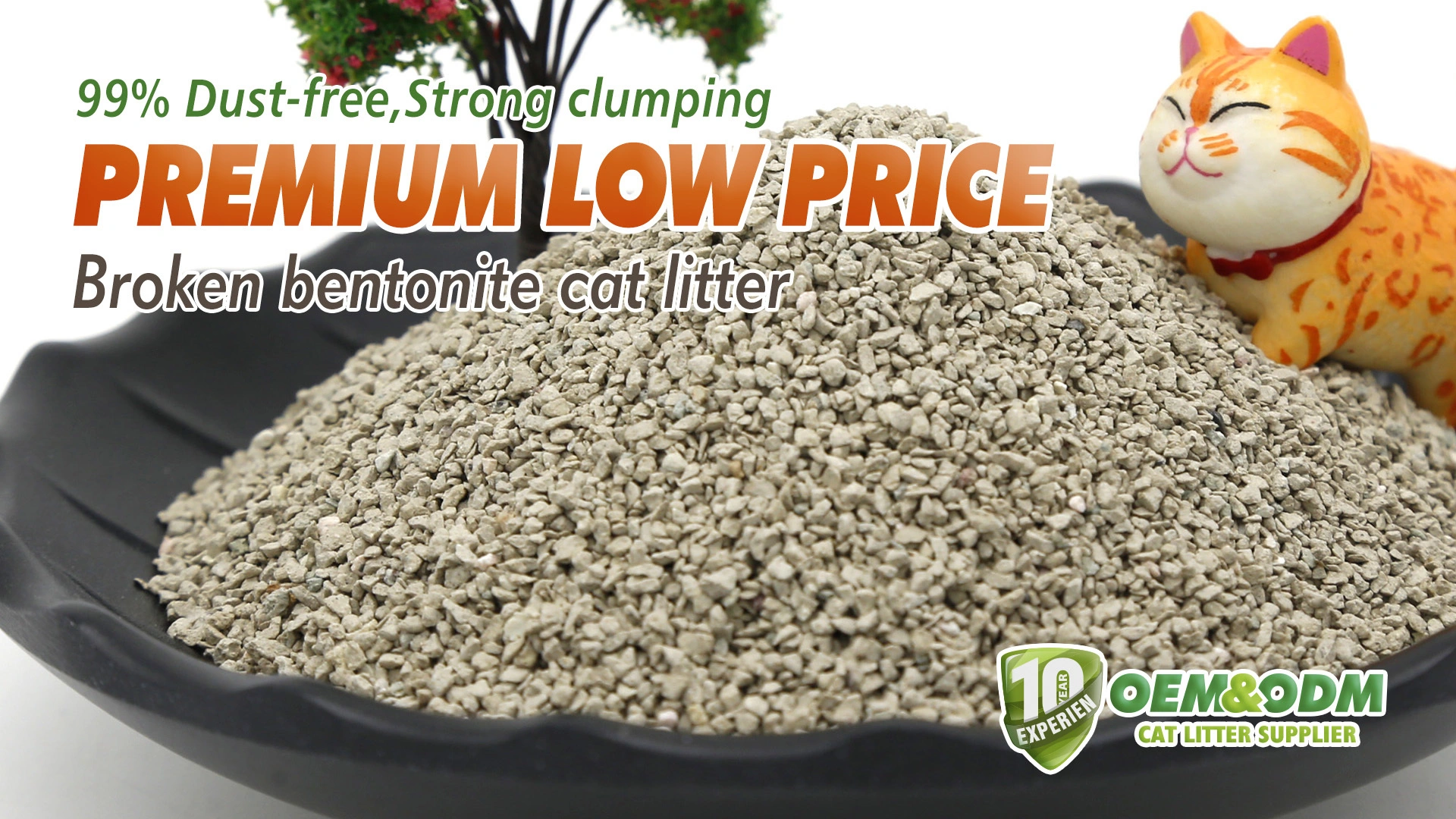 Sodium Broken Bentonite Clay cat litter Sand OEM / ODM  Cat Litter Factory Hot Selling Strong Clumping XB-Y4 1
