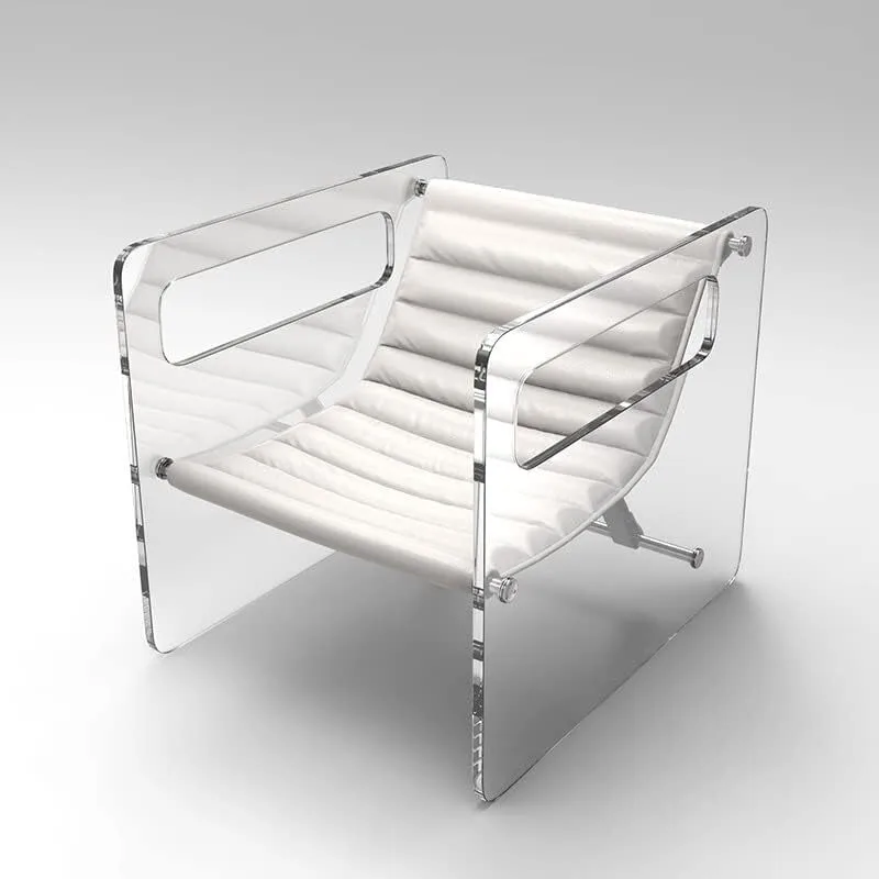 Italian design luxury hotel living room leisure accent chair modern acrylic frame leather single sofa chair furniture 1
