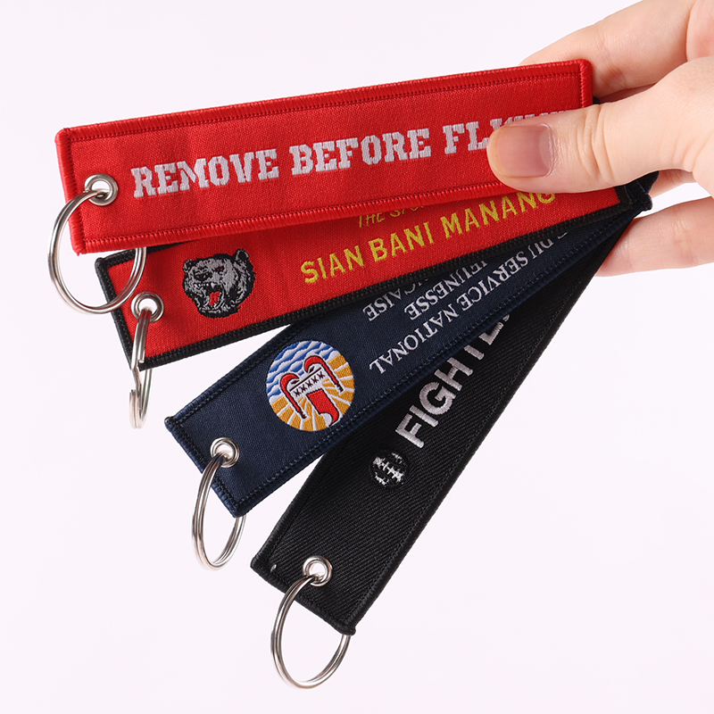 Saincheaptha Eco-Friendly Dhá thaobh LOGO Uigí Fabraic Keychain Car Keychain 5
