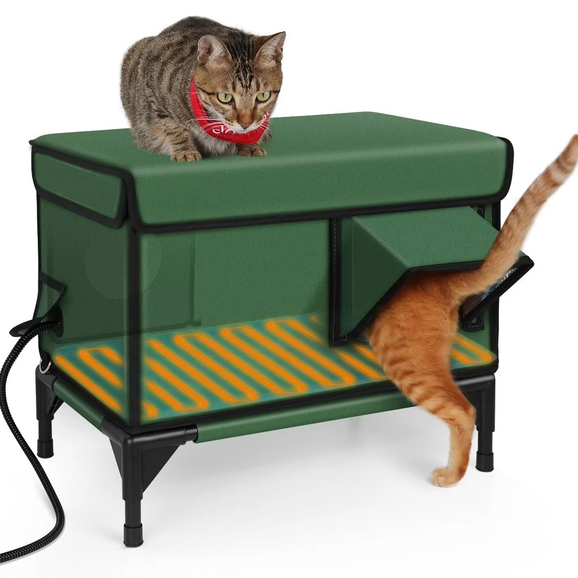 Indestructible Heated Cat House for Outside Waterproof Safe Outdoor Cat Shelter with Heater for Cat 1