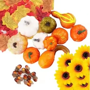 E-010 Simulación de Halloween, Calabaza de Espuma, Vegetal Artificial, piña, Arce, Conjunto de otoño para decoración navideña de Acción de Gracias 1