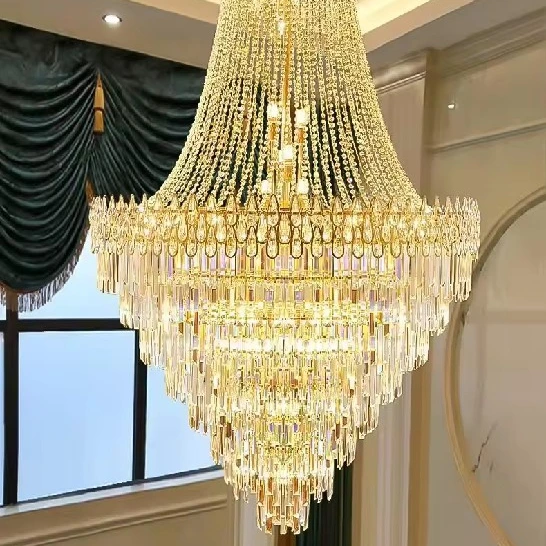 J-005 Villa dúplex sala de estar gran lámpara de araña edificio de lujo vestíbulo del hotel oficina de ventas lámpara de cristal 1