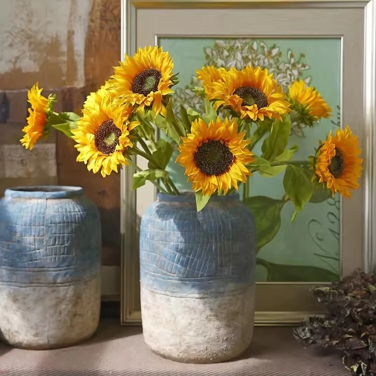 K-172 Single-headed sunflower immortalized flowers living room decoration sunflowers artificial flora silk flowers 1