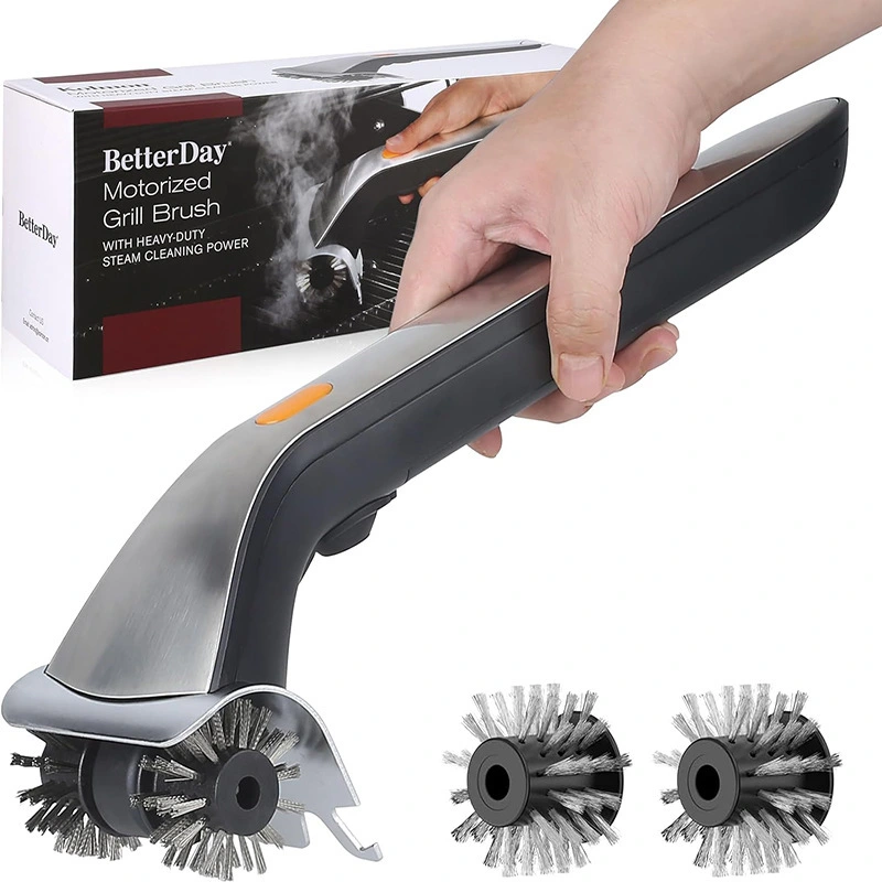 Bei Amazon heiß verkaufte BBQ-Elektrogrillbürste, Grillreiniger, automatische Dampfgrillbürste, rotierender Bürstenreiniger mit Edelstahlborsten 1