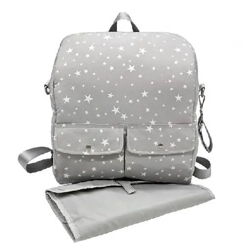Stylish Printing Polyester Baby Diaper Bag Backpack SRDP134006 with Changing Mat Waterproof Durable 1