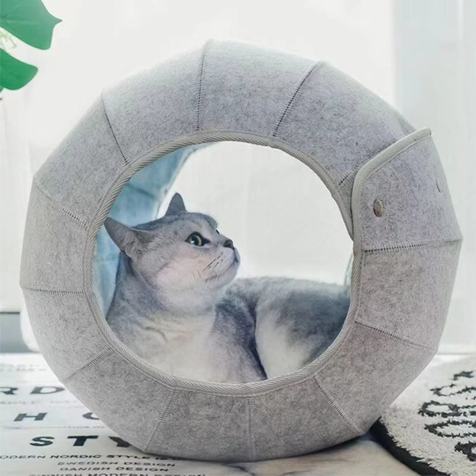 Suministros para perros y gatos, caseta para gatos, túnel tipo cueva, cama para gatos plegable y transpirable semicerrada 1