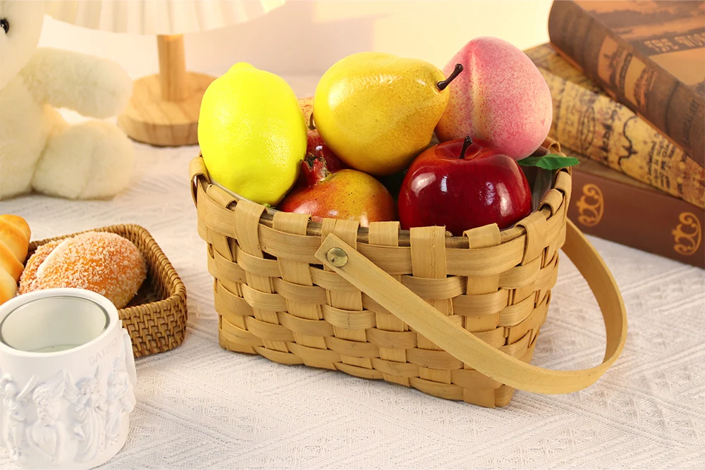 Natural color woven wood baskets- hand flower and food basket-Basket Gem 1