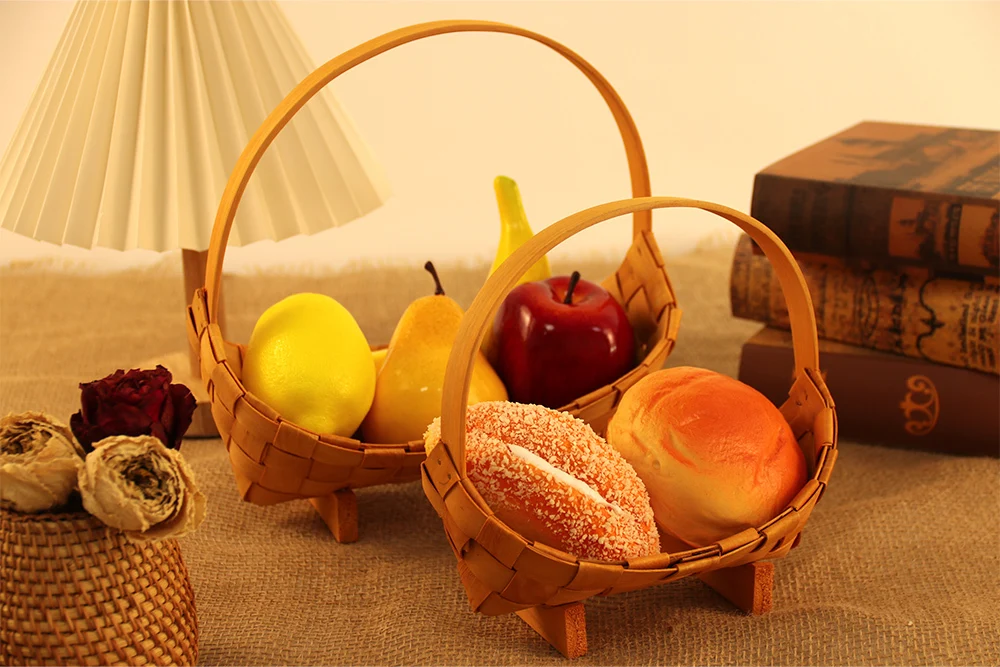 Sailboat shape woven wood basket- sweet candy color food tray-Basket Gem 1