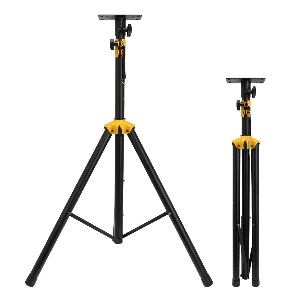 Speaker Stand - Mounting Bracket Heavy Duty Rubber Cover Tripod, Adjustable Height; Locking Safety Pin and 35mm Compatible Insert; Stage or Studio Use, Black 1