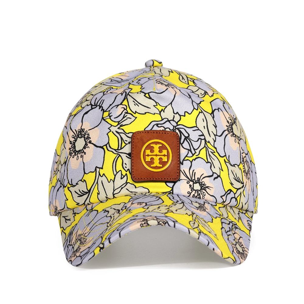5 panel Leather patch Cotton flower pattern Printing Baseball Dad Cap 1