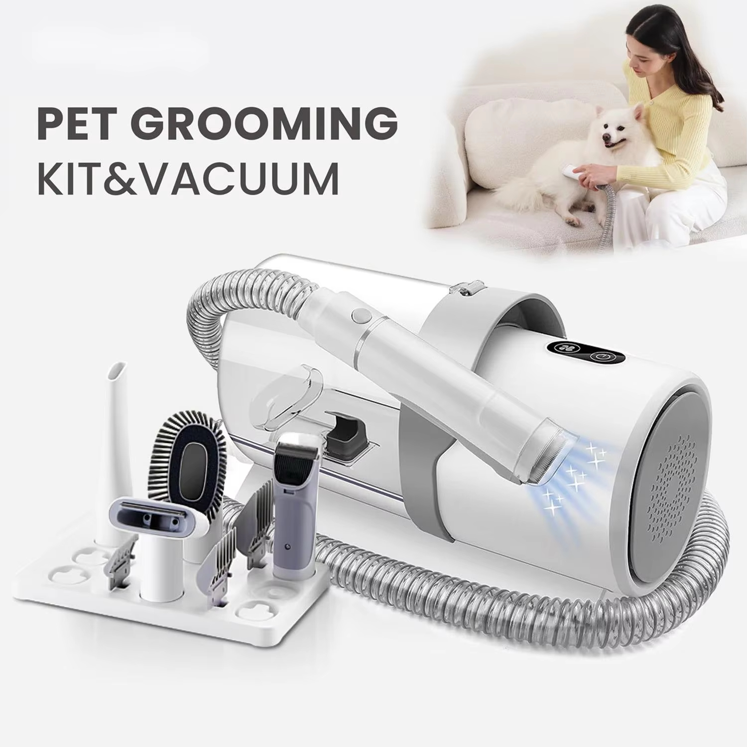 Groothandel 5 in 1 professionele elektrische huisdierverzorging Tondeuse Trimmer Cleaner Kit Katten Honden Bontverwijderaar Haarborstel 1