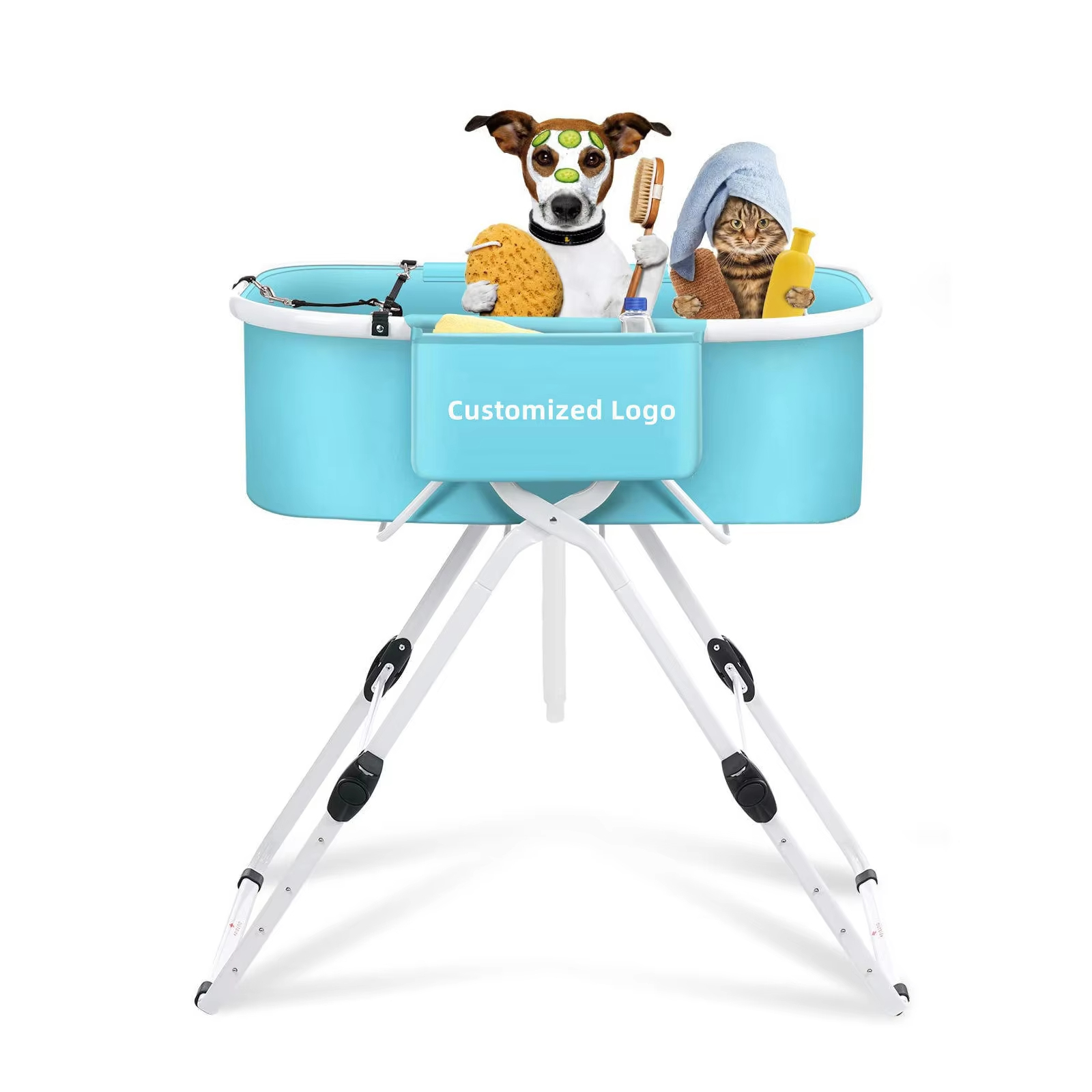 Blue-Professional Pet Cat And Dog Bathtub Washing Station Foldable Grooming Bath Tubs For Shower 1