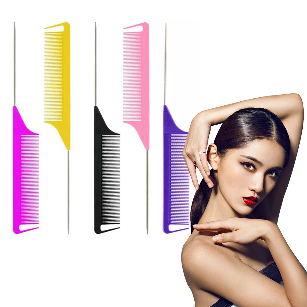 Hot Sale Private label Antistatic Custom Plastic Combs Black Rat Tail Carbon Parting Hair Comb 1