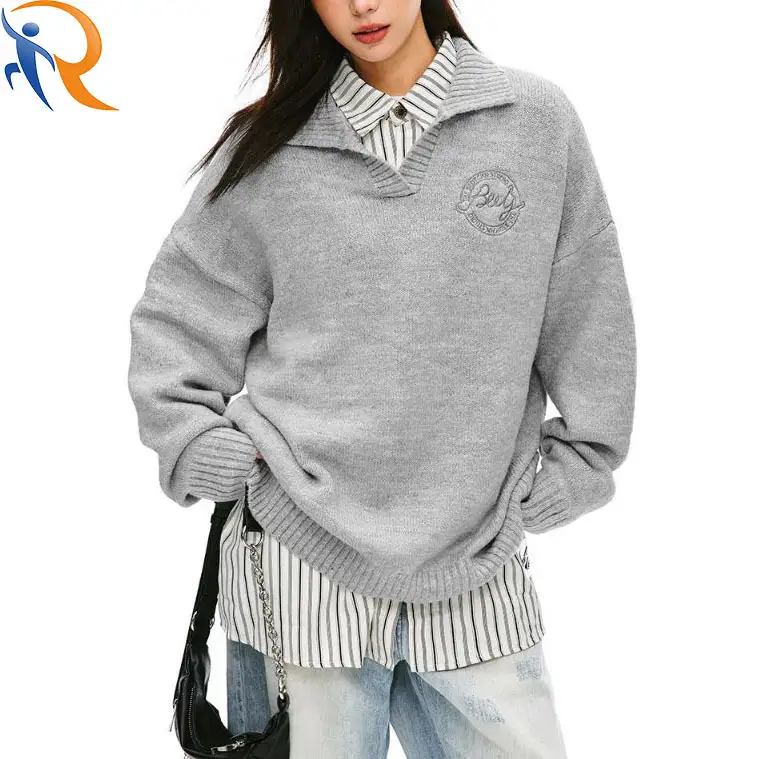 Unisex Loose Retro Lapel Sweater Coat Treny Wear 1