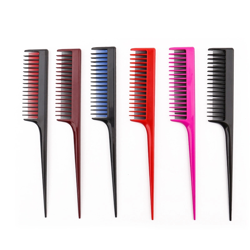 Portable Hair Comb Brush 3-row Teeth Teasing Comb Plastic Detangling Brush Rat Tail Colorful Hairdressing Combs Salon Tool 1
