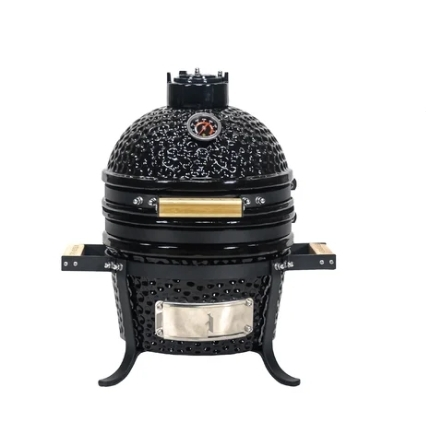 MCD 12inch Kamado ceramic charcoal barbecue stove in obsidian black for outdoor kitchens and gardens be used for barbecue, baking and smoking 1