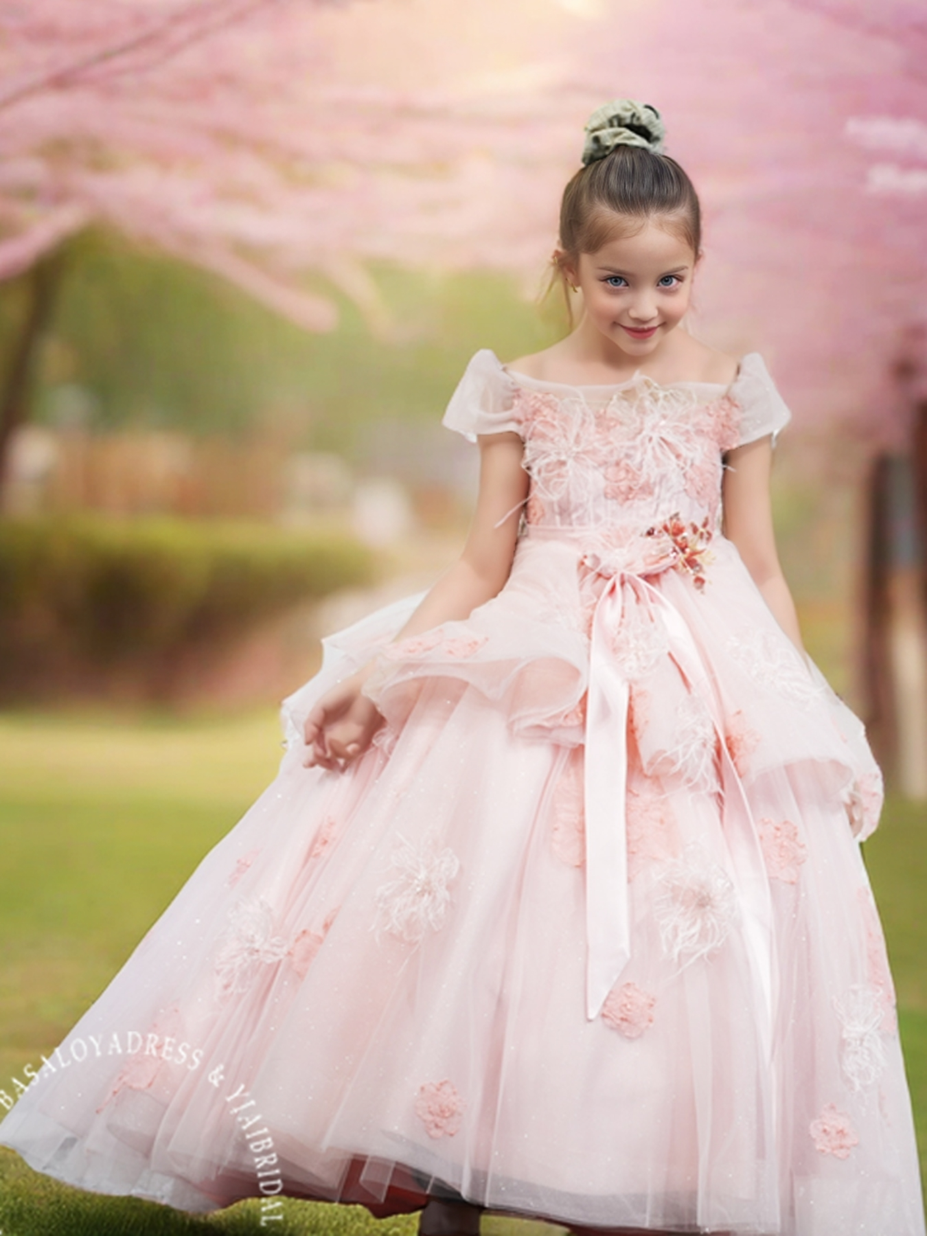 Luxury Pink Kids Birthday Party Princess Dress Ball Gowns Girls Christmas Party Prom Dresses 1