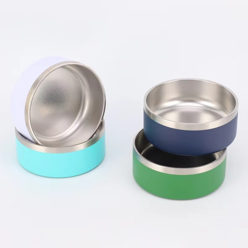 El cuenco antideslizante modificado para requisitos particulares fábrica del perro del cuenco del alimentador del animal doméstico 16-100oz redondeó los cuencos del perro del animal doméstico del acero inoxidable 304 1