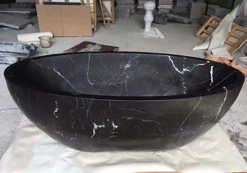 Nero Marquina 浴室の装飾のための黒い大理石の楕円形の浴槽 1