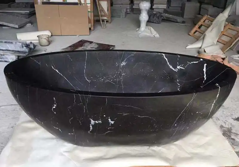 Nero Marquina 욕실 장식용 검은색 대리석 타원형 욕조 1
