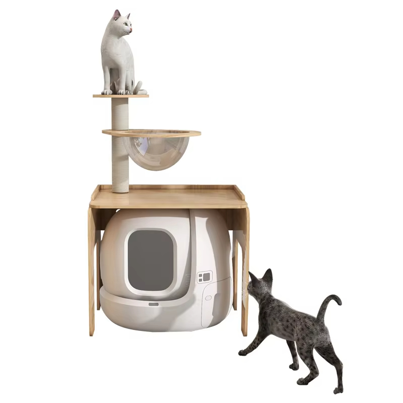 BLESSING Wholesale OEM Small Cat Climbing Rack Cat Litter Box Solid Wood Shelf Suitable for a Variety of Cat Toilet 1