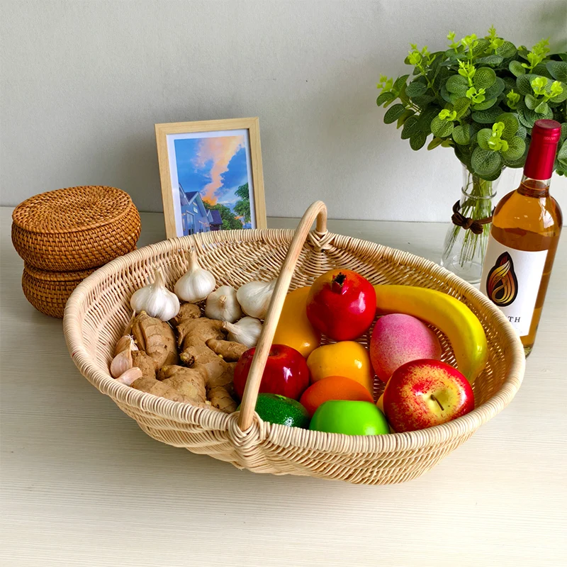Simple style hand permeable and environmental Rattan Tray Basket Gem 1