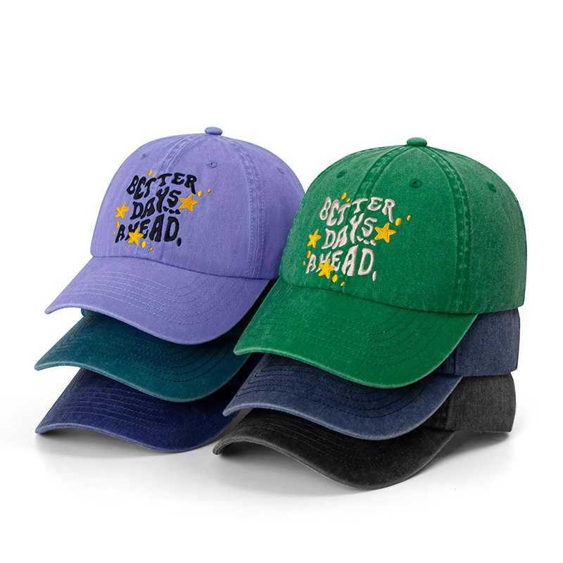 Gorra de béisbol de algodón lavada con sombrero de papá unisex con letras bordadas vintage 1