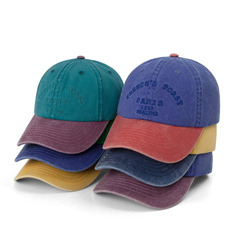 Gorra de béisbol de algodón con bordado unisex, sombrero de papá ajustable lavado vintage 1