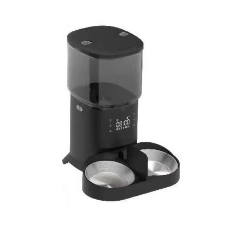 Negro-Venta al por mayor 6l Doble golpe Gato Perro Alimentador para mascotas Tazón Alimentador inteligente para mascotas Control Wifi Alimentador automático para mascotas 1