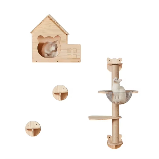 Wall-Mounted Cat Toy Large Space Capsule Skyrocket Cat Jump Platform Hemp Grab Column 1