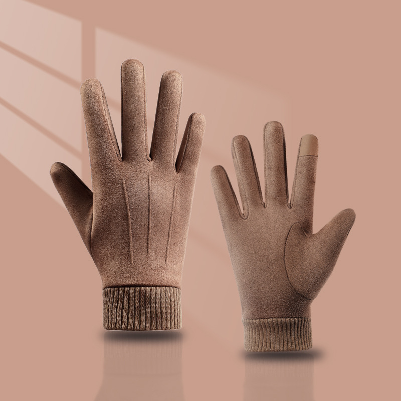 New suede gloves with warm touch screen and anti cold riding gloves in winter custom gloves 3