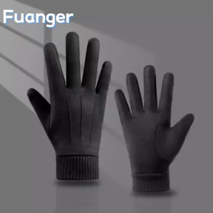 New suede gloves with warm touch screen and anti cold riding gloves in winter custom gloves 1