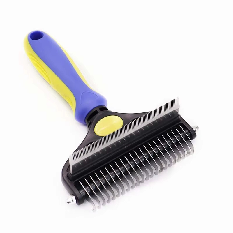 Wholesale Cat Dog Pet 2 in 1 Pet Dog Grooming Brush Comb Pet Hair Dematting and Deshedding Undercoat Rake 1