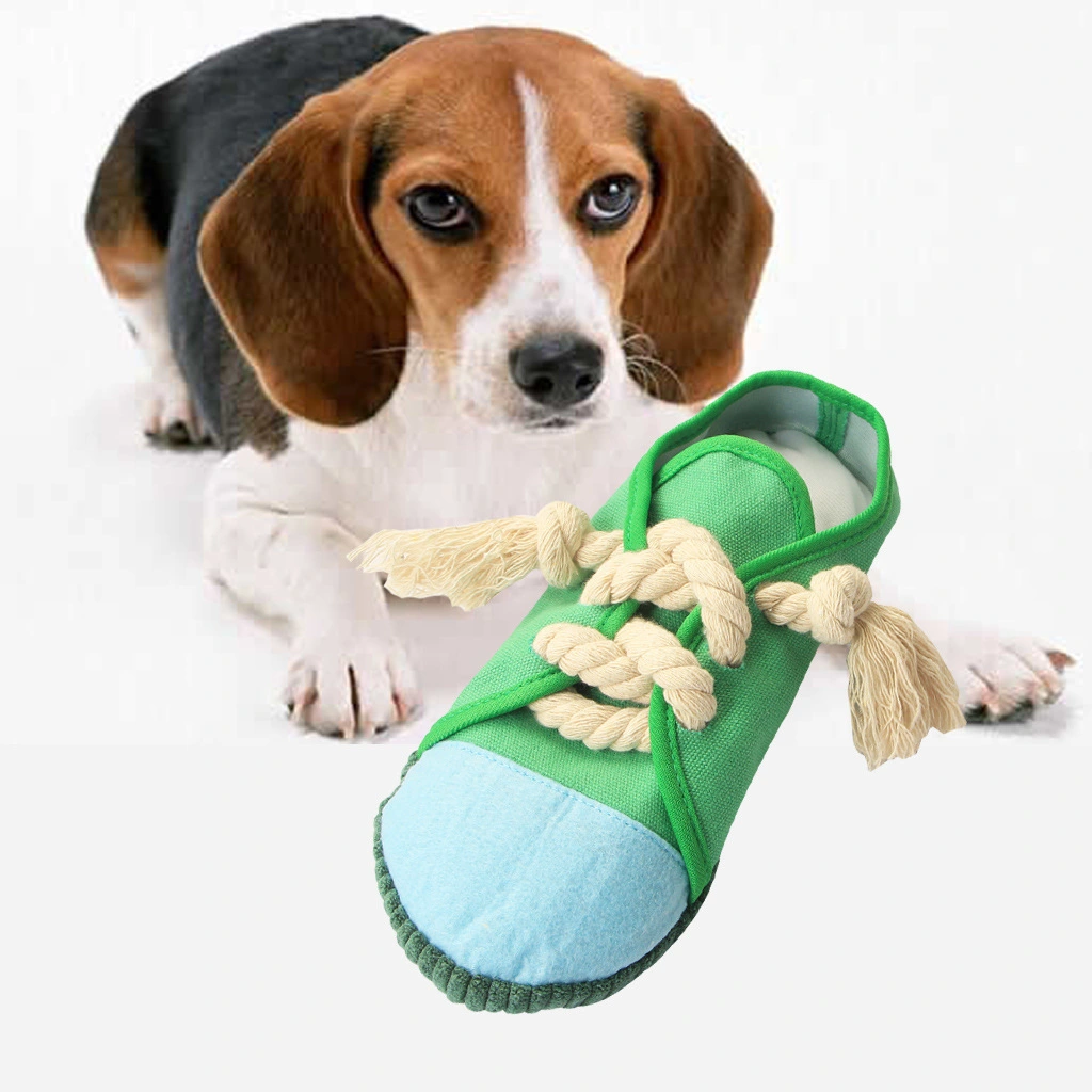 Simulation chaussures en toile jouets vocaux pour animaux de compagnie chien chien grincement des dents nettoyage fournitures de soulagement de l'ennui avec tissu pour chien jouant-Xinchen 1