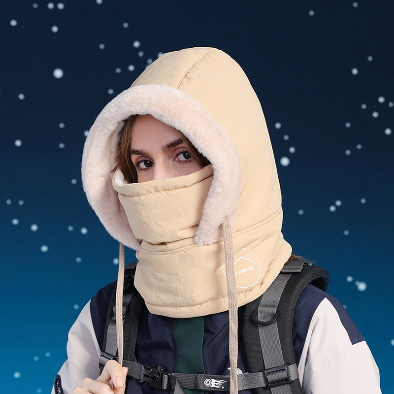 Face Mask Neck Integrated Plush Windproof Outdoor Hat 6