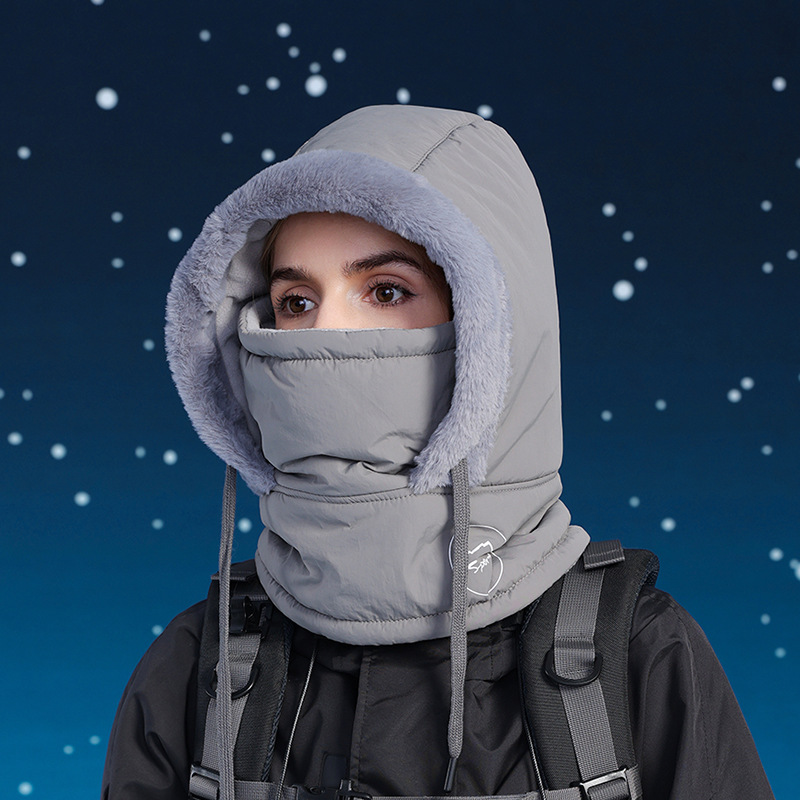Face Mask Neck Integrated Plush Windproof Outdoor Hat 3