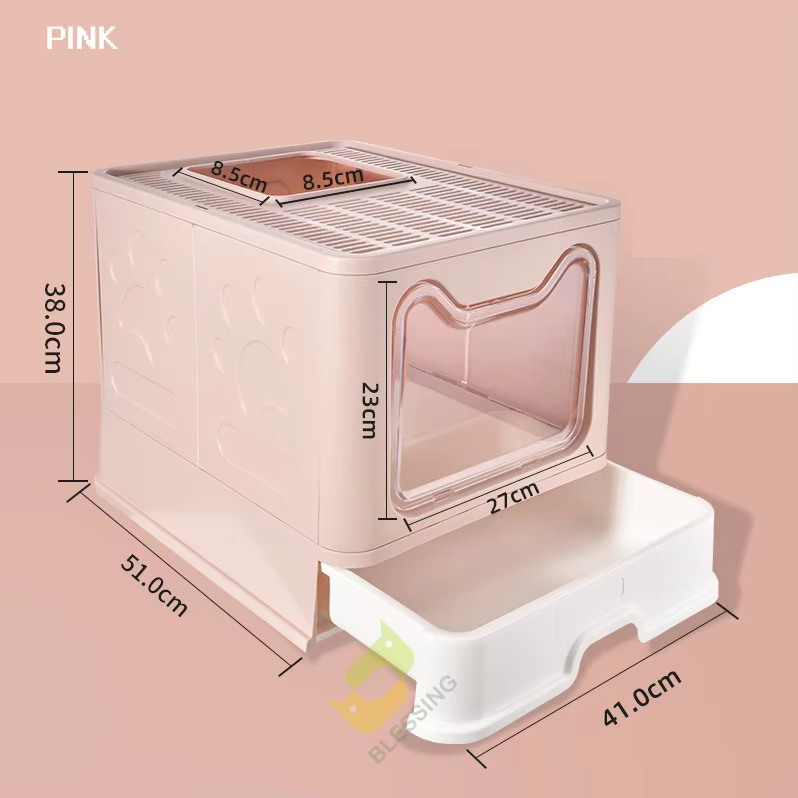 PINK-Pet producten Kattentoilet Spatwaterdicht ontwerp Opvouwbaar Toilet Voor Kat Kunststof Zandbak dierbenodigdheden Kattenbak & accessoires 1