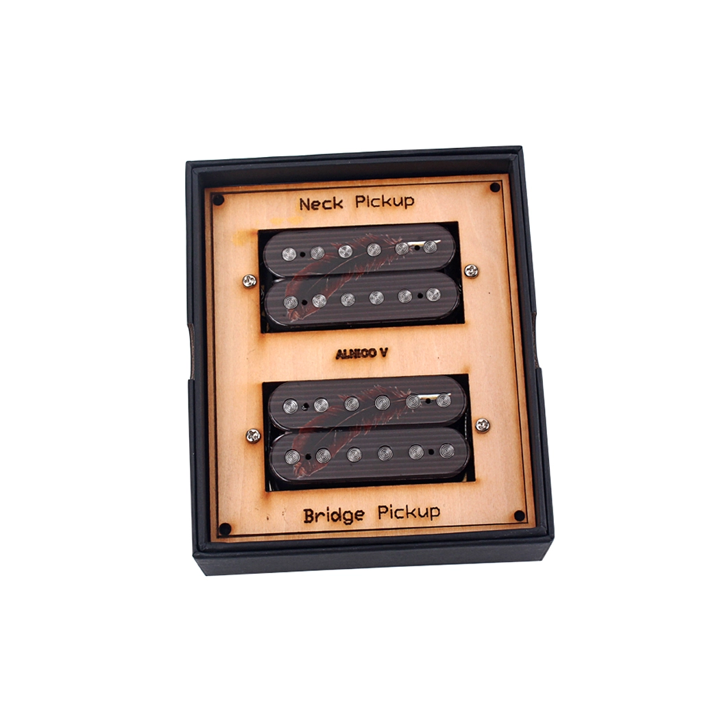 Ensemble de double micro pour guitare électrique, grain de bois personnalisé, plume de poulet, vente en gros 1