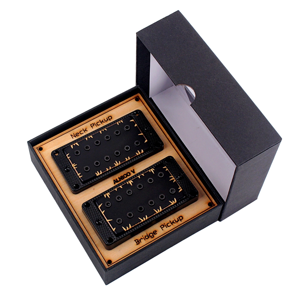Pastilla de doble bobina para guitarra con tuerca hexagonal personalizada, venta al por mayor, con marco de metal negro, juego de 2 uds para guitarra eléctrica LP 1