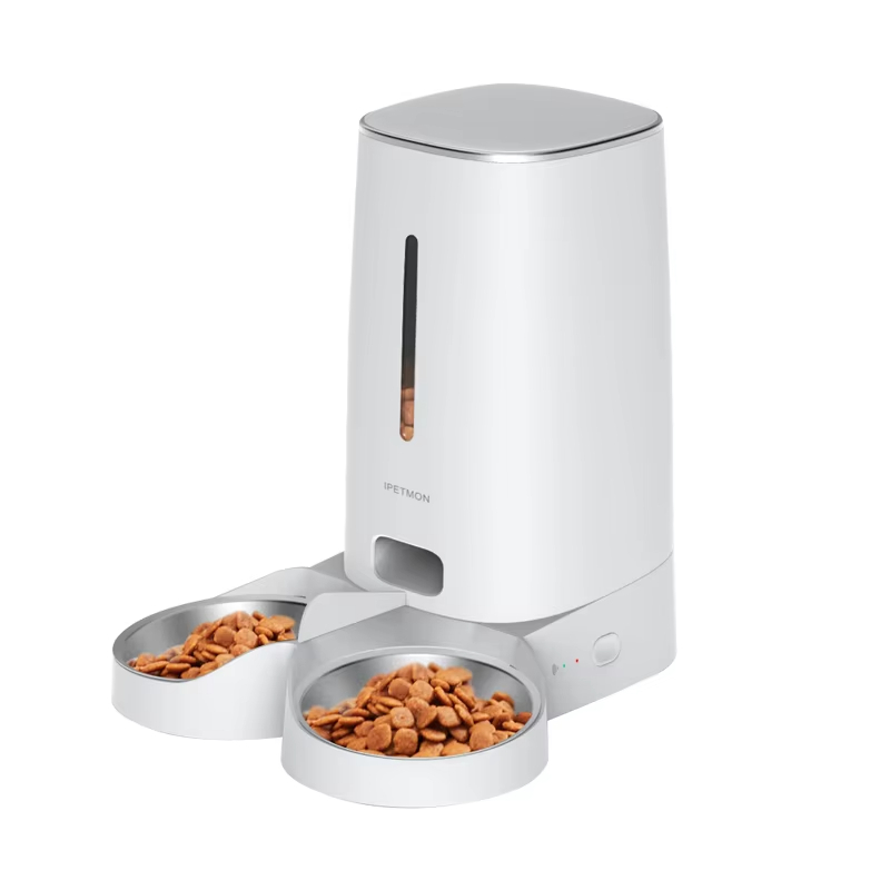 Productos para mascotas OEM, dispensador de alimentos portátil automático de 4L, tipo botón, cuenco doble, alimentador inteligente para perros y gatos, alimentador automático para mascotas 1