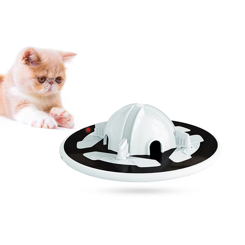 Estilo blanco-OEM Juguete interactivo eléctrico inteligente para gatos Máquina automática para provocar gatos controlada por aplicación ABS Juguete duradero para mascotas para gatos & Animales pequeños 1