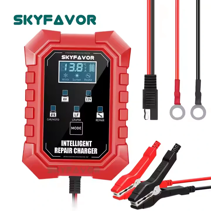 Neu kommen Auto-Motorrad-Batterieladegerät 6V 12V 1,5A Automatisches Universal-Blei-Säure-Gel-AGM-Lifepo4-Batterieladegerät mit SAE an 1