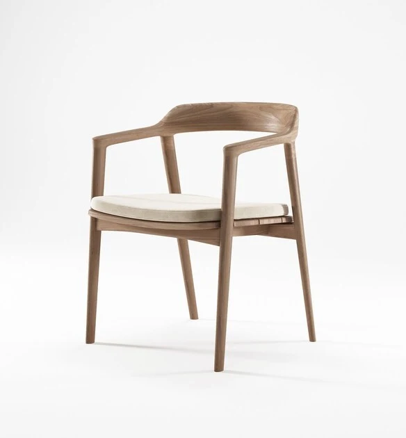 Modern Nordic Simple Design Black Walnut Solid Wood Dining Chair with Back Armrest for Home Hotel 1