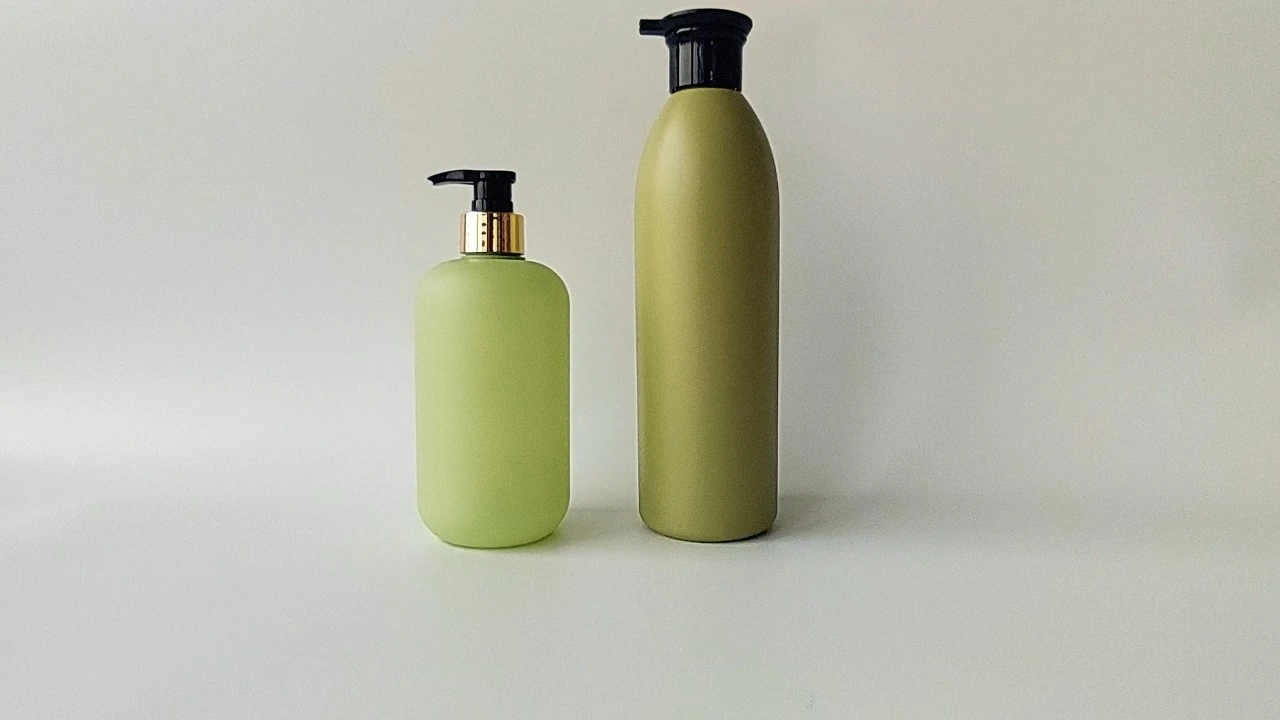 Glamorous 500ml/720ml PE/PET Matte chartreuse Skin care Packaging body lotion bottle 1