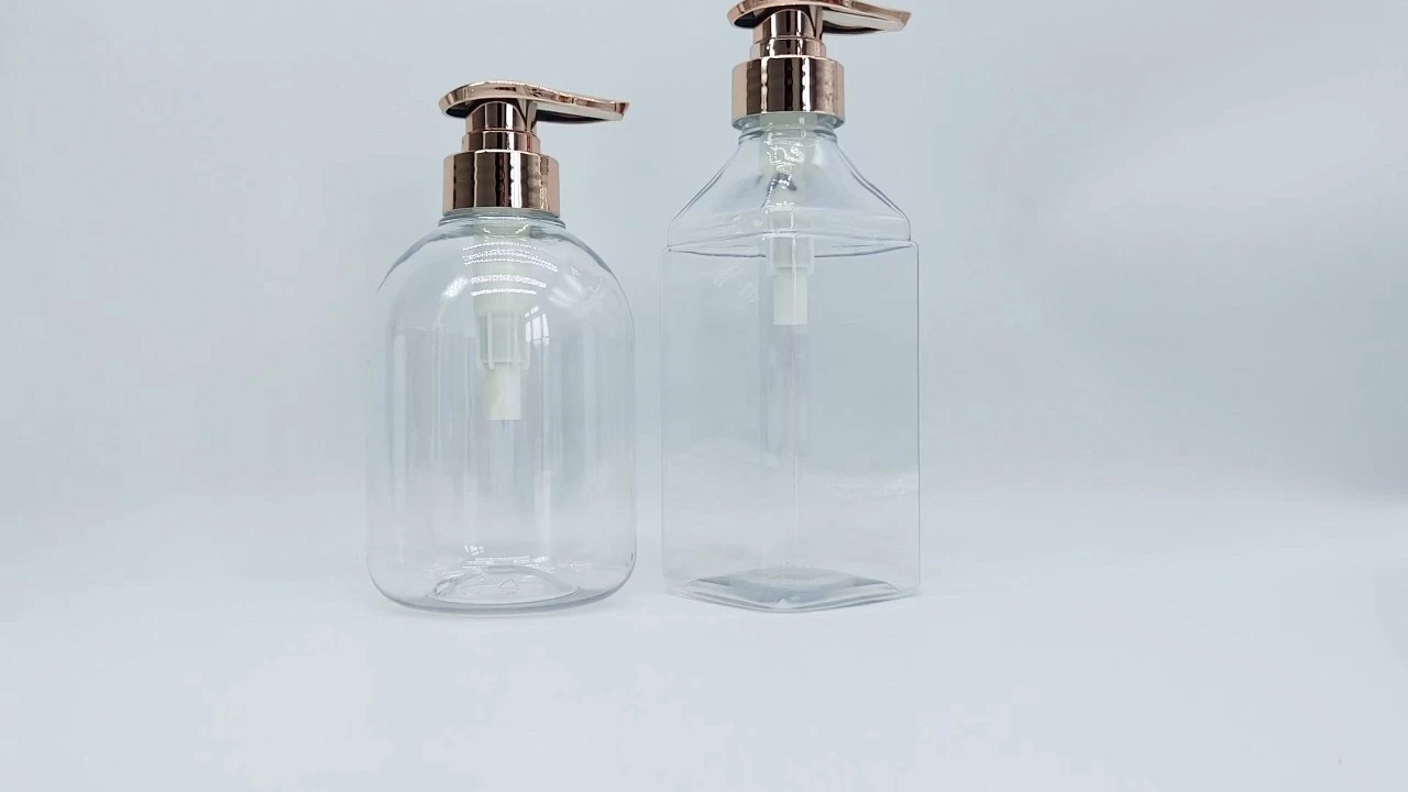 Glamorous 450ml and 500ml Clear Transparent PET Skin Care Packaging bottles for body lotion 1