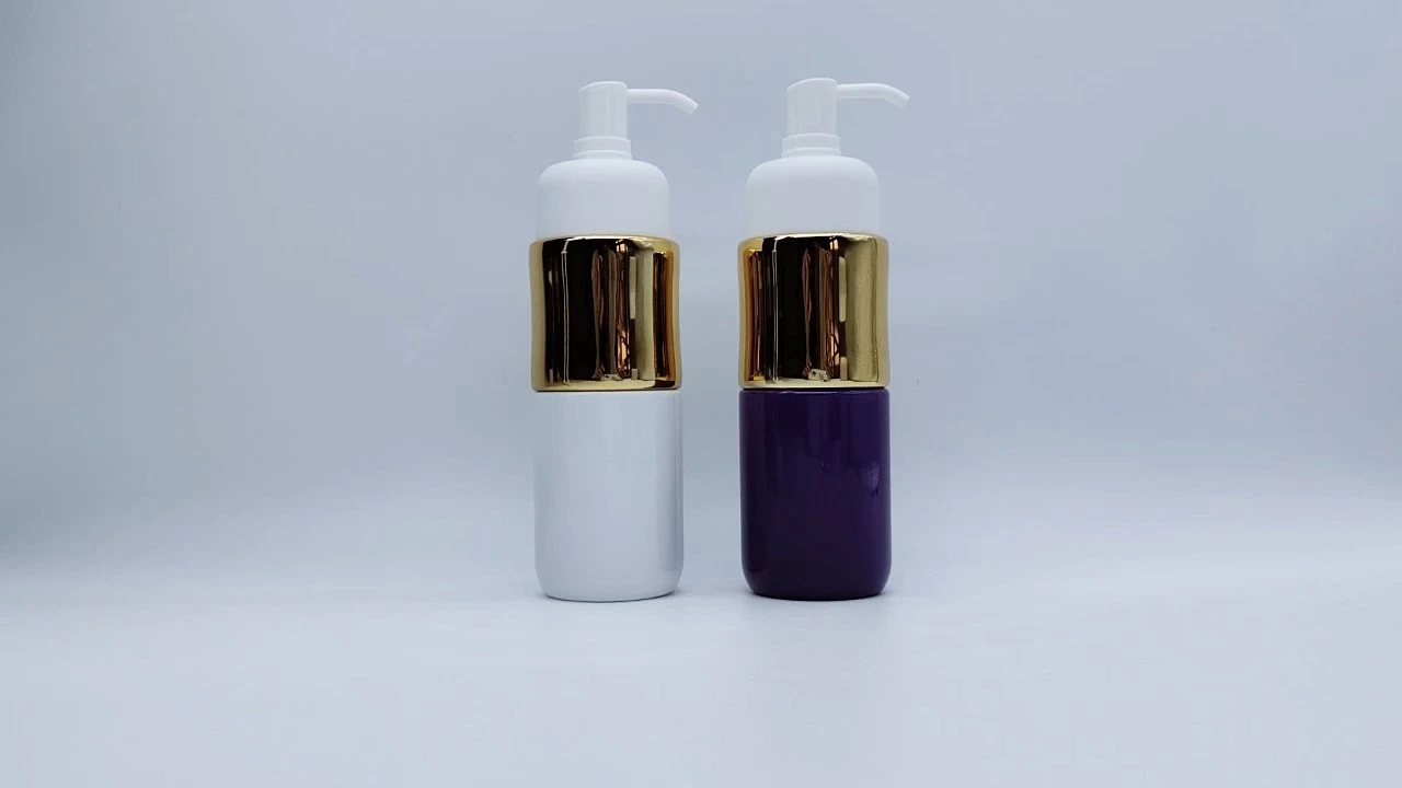 Glamorous 160ml PE/PET Golded-plated Decorative Body Lotion Bottle 1