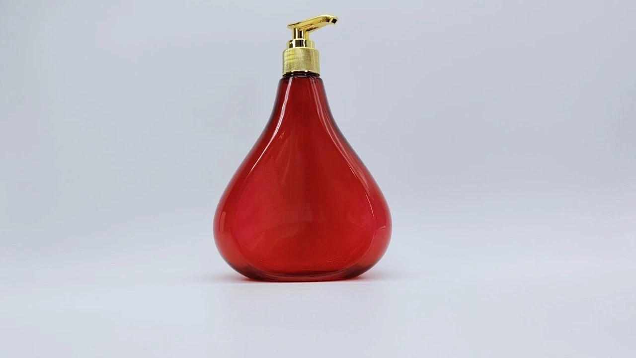 Glamorous 470ml Red transparent PET skin care packaging body lotion bottle 1