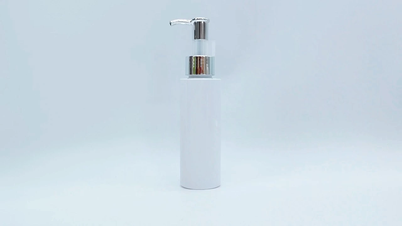 Glamorous 100ml PE/PET Skin care Packaging Body lotion bottle with Aluminum Long Nozzle Pump 1