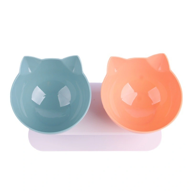 Wholesale Elevated Cat Bowl for Dogs and Cats Neck Protection Anti-Slip Slanted Drinking & Feeding Bowl Double Bowl Design 1