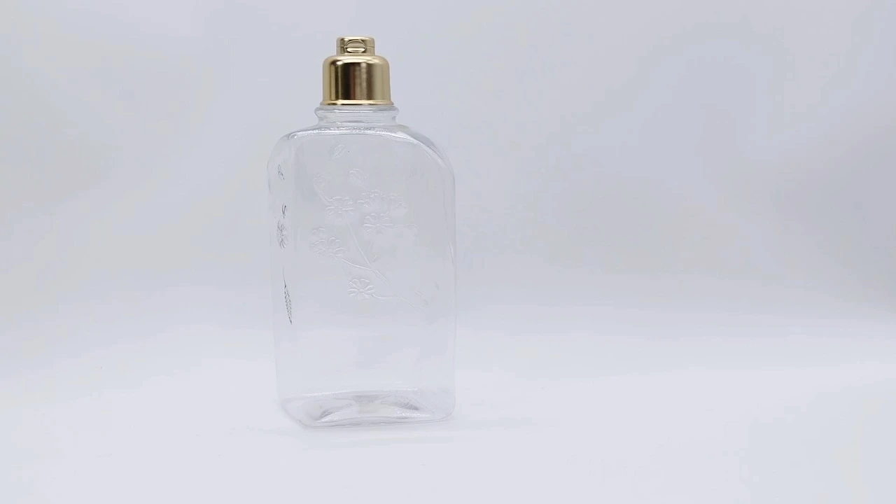 Glamorosa botella de PET transparente de 240 ml con superficie con patrones transparentes para envases de productos para el cuidado de la piel, como botellas de loción corporal. 1